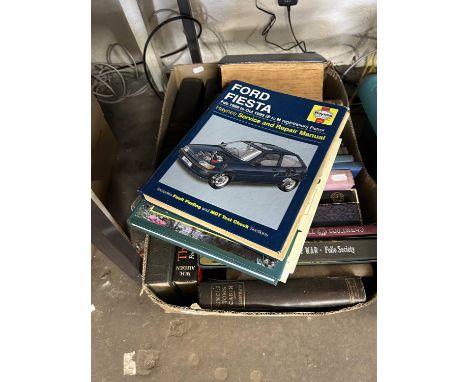 Quantity of mixed books to include a Haynes Ford Fiesta Service and Repair Manual and other hardback books