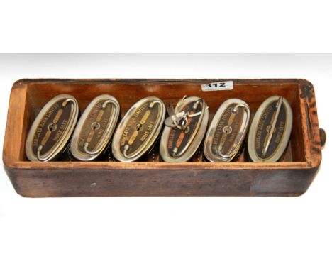 Six vintage savings boxes.