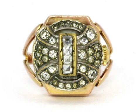 A Bucherer gilt watch ring, (J).