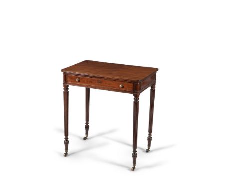 A Regency mahogany chamber table, attributed to Gillows, circa 1815, the rectangular top with rounded corners and incorporati