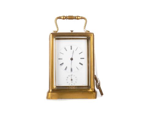 JULES OF PARIS, FRENCH REPEATING CARRIAGE CLOCK, LATE 19TH CENTURY with single train movement striking on a bell, the white e