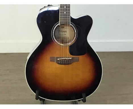 TAKAMINE TWELVE STRING ELECTRO ACOUSTIC GUITAR, MODEL P6JC 12 BSB in sunburst case, with hard carrying caseCondition generall