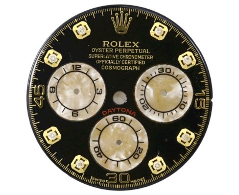 A Custom Rolex Daytona Cosmograph Diamond Dial, black dial with white mother of pearl subsidiary dials and diamond hour marke