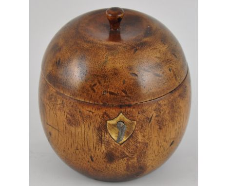 A fruitwood tea caddy in the form of an apple