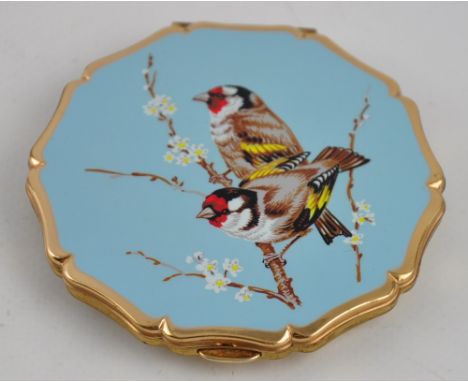 A 1950's Stratton gilt metal compact decorated with songbirds