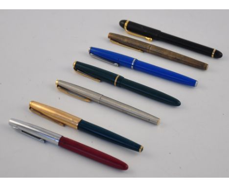 A collection of 7 vintage fountain pens, 1960s and later including Parker
