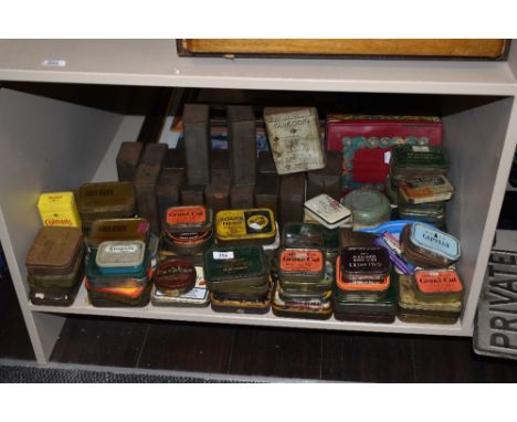 A quantity of vintage advertising tins including Grand Cut tobacco tins and cough sweet tins