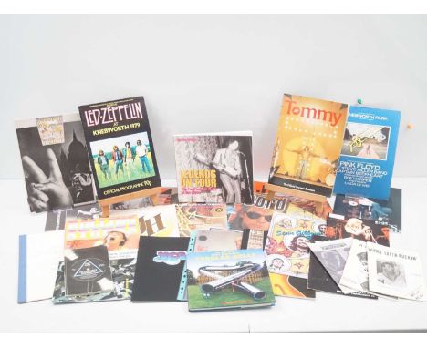 A selection of tour programmes and magazines to include: PAT BOON tour manual, PINK FLOYD and LED ZEPPELIN Knebworth Park con