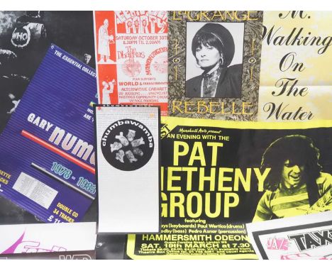 A selection of rock n pop music posters to include: THE WHO 'QUADROPHENIA' album poster, ORBITAL, GARY NUMAN, DAVID BYRNE etc