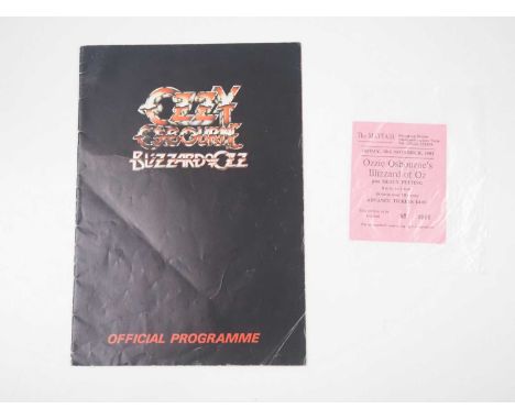 OZZY OSBOURNE (1980) 'Blizzard of Oz' tour programme together with a concert ticket from one if his 1983 concerts (2)