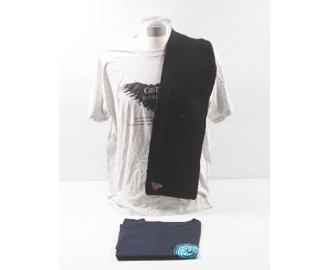 GAME OF THRONES: SEASON 7 and 8 - A group of 3 crew clothing items comprising Season 7 Scarf (Black) and Season 8 2 x T-Shirt