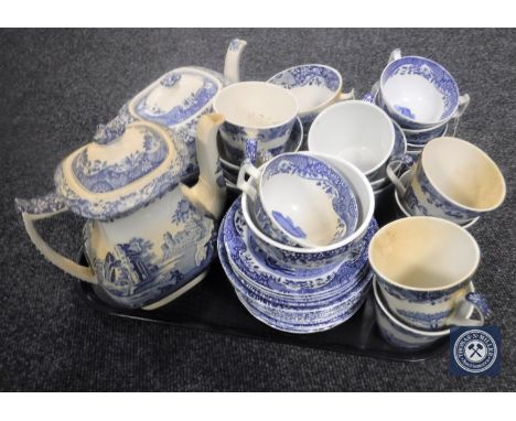Thirty-seven pieces of Spode blue and white tea china 