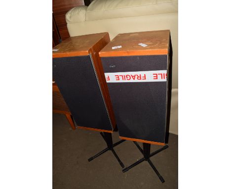 PAIR OF B &amp; W VINTAGE SPEAKERS ON STANDS MODEL NO DM4