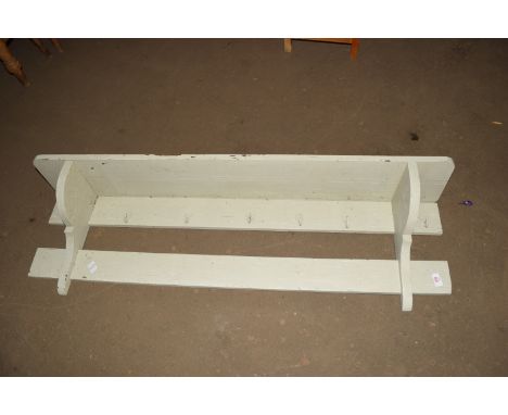 VINTAGE PAINTED WOODEN KITCHEN SHELF, LENGTH APPROX 135CM