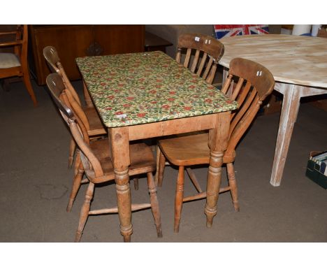 VINTAGE PINE KITCHEN TABLE AND MATCHING CHAIRS, TABLE APPROX 107 X 60CM