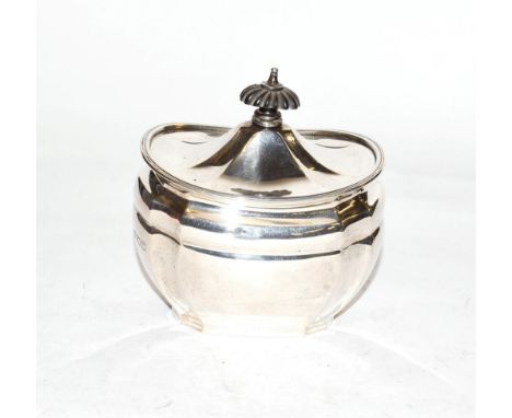 A Victorian silver tea caddy, by Samuel Walton Smith, London, 1898, tapering and with incurved corners, the hinged cover with