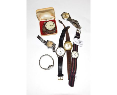 A chrome plated wristwatches signed Smith's Empire, lady's wristwatch signed Tissot, four gents wristwatches two by B Jobin, 