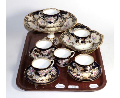 A group of Royal Crown Derby including teacups and saucers; a dish 