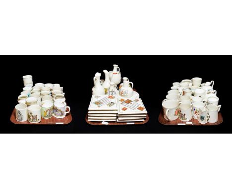 Crested china to include mugs, jugs square and circular teapot stands (approximately 64)