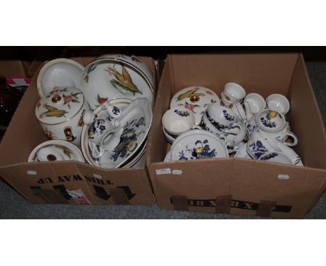 Two boxes of Royal Worcester Evesham pattern dinner wares, and Spode dinner wares
