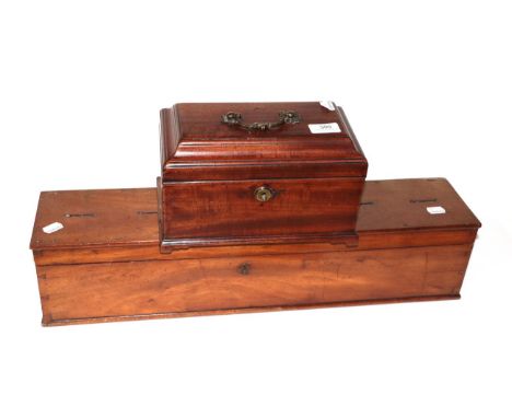 A George III mahogany caddy together with a later mahogany coin box 