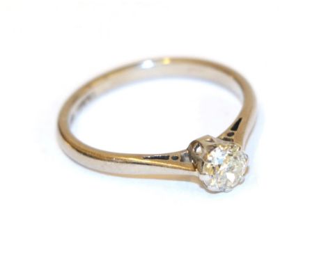 A diamond solitaire ring, the old cut diamond in a white claw setting, to a tapered shoulder plain polished shank, estimated 