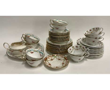 Two 19th century part teasets, each with floral design, 46 pieces, to include teacups, saucers, plates, cream jug etc 