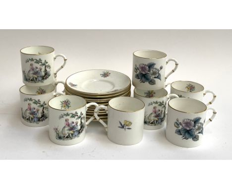 A Royal Worcester coffee set comprising coffee cans (10) and saucers (11) (2 patterns) 