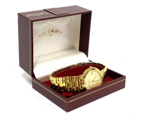 A Rotary rolled gold gents wristwatch, with date aperture, 31mmD face, boxed 