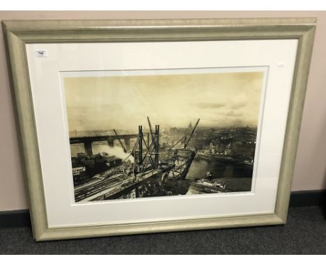 After Jan Radwanski : The Observer, Tyne Bridge Under Construction, photographic print, 74 cm x 54 cm, signed in pencil, fram
