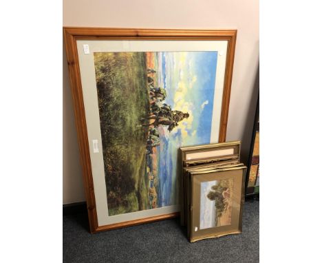 A Charles Marion Russell print : The world was all before them, 60 cm x 90 cm in pine frame and mount, together with Byron Da