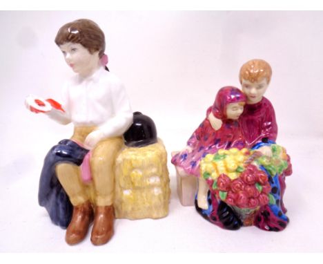 Two Royal Doulton figures - First Prize HN 3911 and Flowers Sellers Children HN 3807 