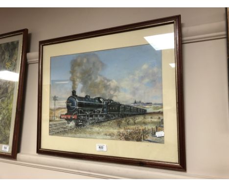 James Maitland : Locomotive engine, colour chalks, 42 cm x 30 cm.