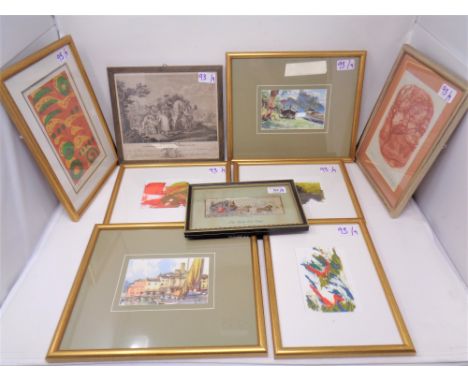 A Stevengraph : The Good Old Days, silk-woven in colours, 6 cm x 15 cm, together with eight further miscellaneous prints by v