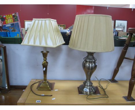 A Contemporary Metal Table Lamp, along with another, (untested sold for parts only). 