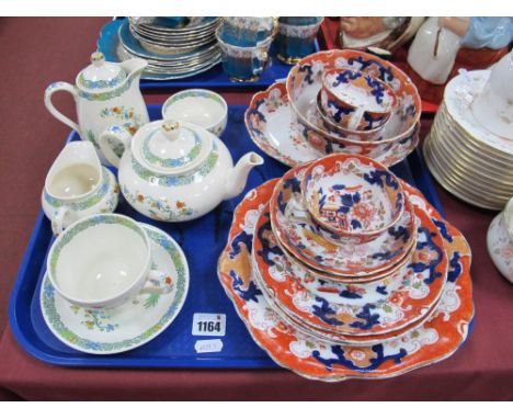 Copeland Spode "Bermuda" Tea Set, to include tea pot, water jug, milk jug, sugar bowl, tea cup-saucer. XIX Century Royal Staf