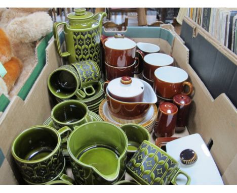 Hornsea Green Coffee Service, of twenty two pieces. Poole table ware of nineteen pieces:- One Box.