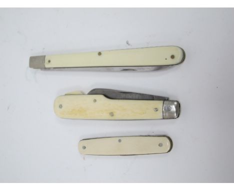 Pocket Knife, one blade ivory scale, nickel silver bolster, brass linings, 10.5cm closed, two blade Sheffield knife, brass sc