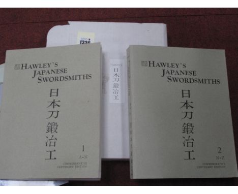 Hawley's Japanese Swordsmiths, Commemorative Centenary Edition, volumes 1 &amp; 2 by W,M Hawley 1896 - 1996. A1-Nao 217 red i