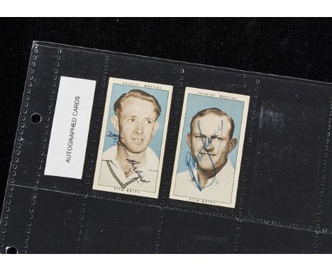 Trade cards Australia, Cricket, Cereal Foods (Vita-Brits), Leading Cricketers, two cards with original ink autographs to fron