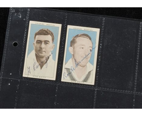 Trade cards Australia, Cricket, Cereal Foods (Vita-Brits), Leading Cricketers, two cards with original ink autographs to fron