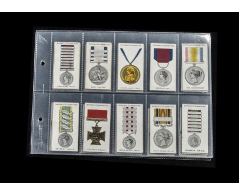 Cigarette Cards, Military, Stephen Mitchell Medals (25 cards gen gd some with foxing) together with R J Hill Flags & Flags & 