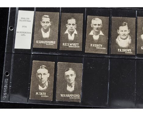 Trade cards Trade cards, Australia, Macrobertson, English Cricketers, seven cards, K.S. Duleepsinhi, R.E.S. Wyatt, H. Verity,