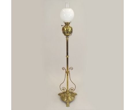 OIL LAMP.
A Victorian brass standard oil lamp, now converted to electricity. Height 154cm.
PLEASE NOTE:  Our in-house, postal
