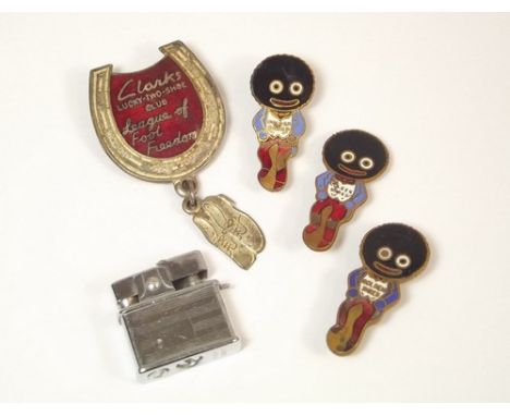 ROBERTSON'S BADGES ETC.
Three Robertson's Golden Shred badges, two Fattorini & one Reeves (two damaged) a Clarks Shoes badge 