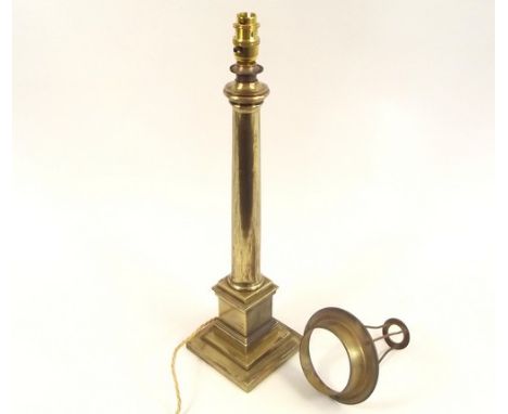TABLE LAMP.
A Victorian style lacquered brass, column table lamp. Height 68cm.