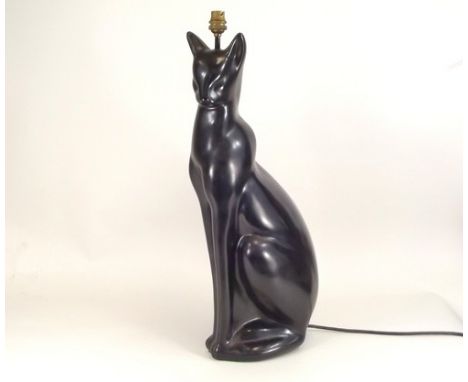 1950's LAMP BASE.
A 1950's black ceramic cat lamp base. Full height 64cm.
PLEASE NOTE:  Our in-house, postal shipping service
