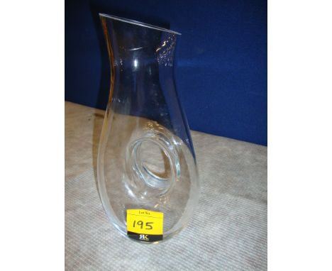 Glass carafe/decanter with unusual hole design forming an in-built handle - height circa 315mm