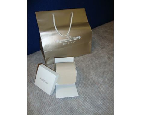 Jaeger-LeCoultre watch travel box with press stud closing and removable pouch, original white cardboard box plus Jaeger-LeCou