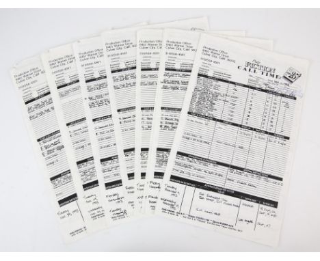 Pulp Fiction (1994) Six Original Production Call Sheets  as used on five shoot days 31, 32 (X2) 34, 35 and 36 (of 50) dated O